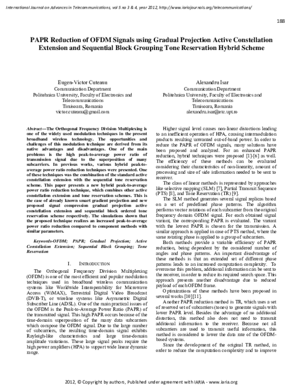 (PDF) PAPR Reduction of OFDM Signals using Gradual Projection Active ...