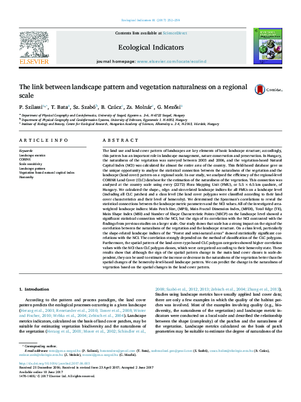 (PDF) The link between landscape pattern and vegetation naturalness on ...