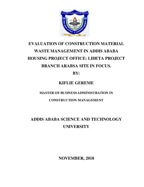 (PDF) Evaluation of Construction Material Waste Management in Addis ...