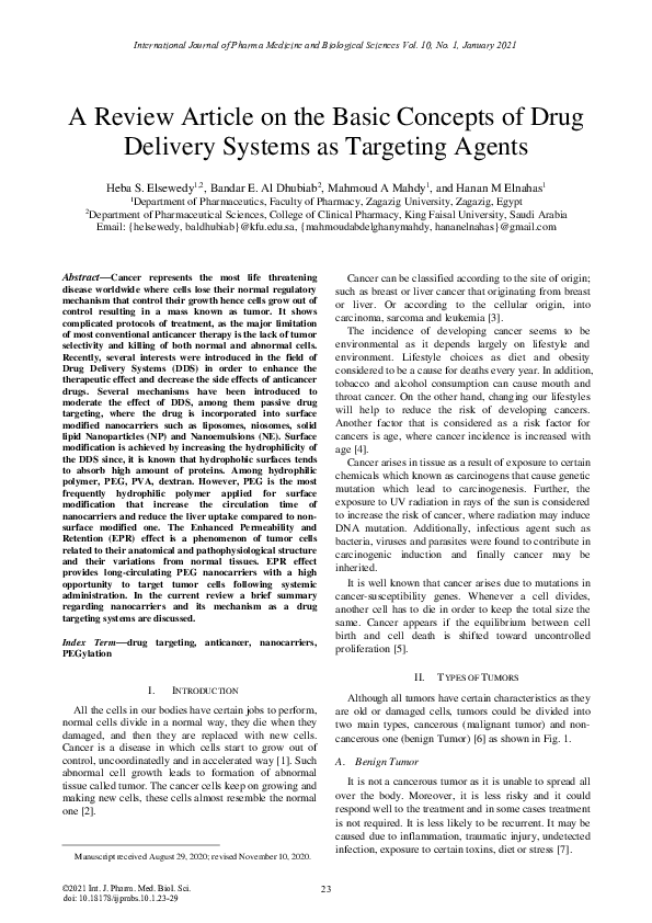 (PDF) A Review Article on the Basic Concepts of Drug Delivery Systems ...