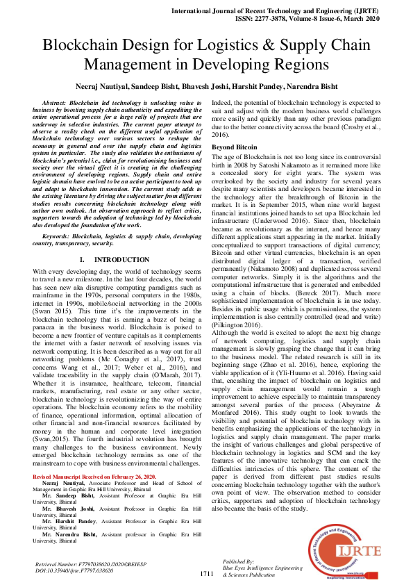 (PDF) Blockchain Design for Logistics Supply Chain Management in ...
