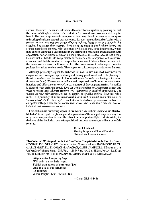 (PDF) STANLEY et. al. (eds.), The Collected Writings of Louis Riel/Les ...