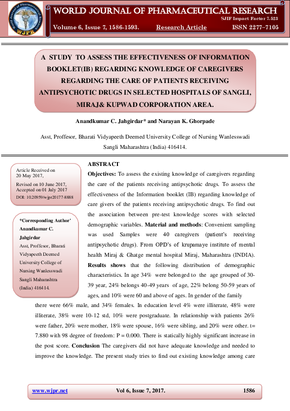 (PDF) A study to assess the effectiveness of information booklet on ...
