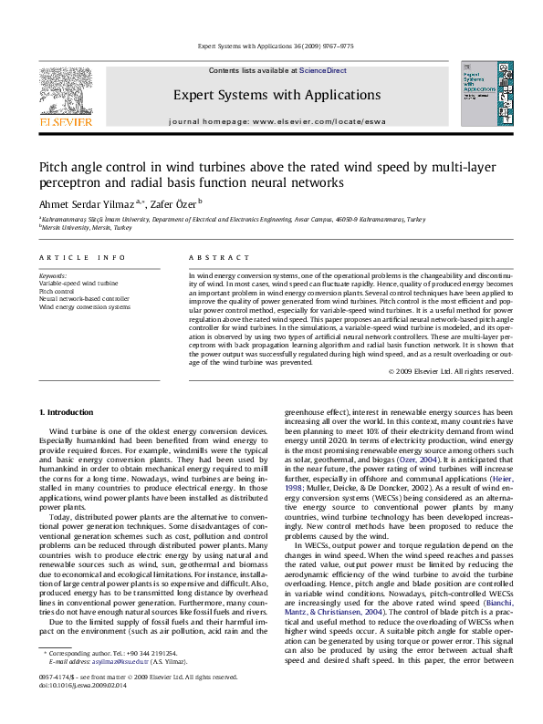(PDF) Pitch Angle Control In Wind Turbines Above the Rated Wind Speed ...
