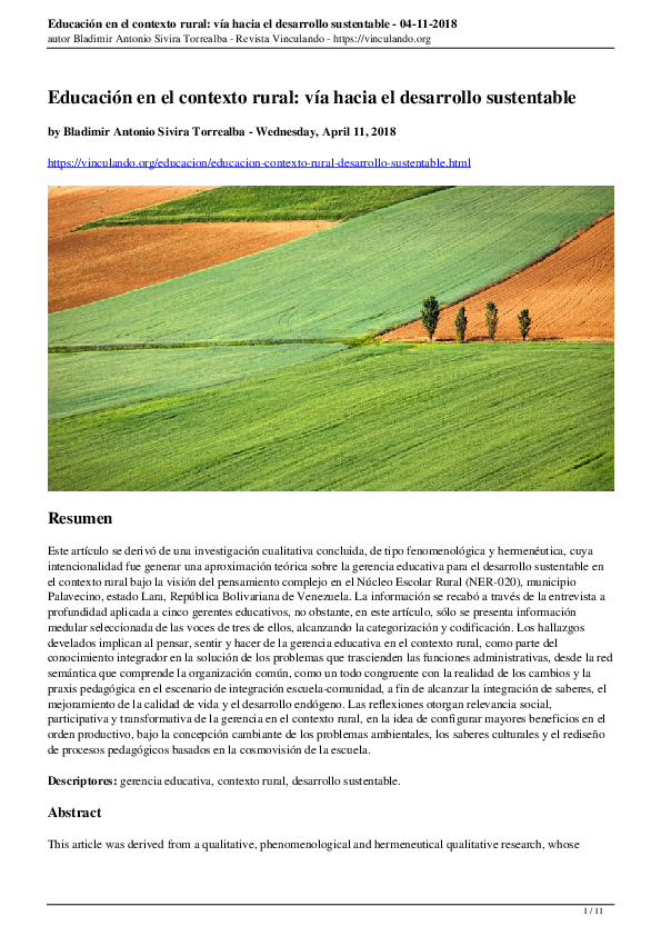 (PDF) Educación en el contexto rural: una vía hacia el desarrollo ...