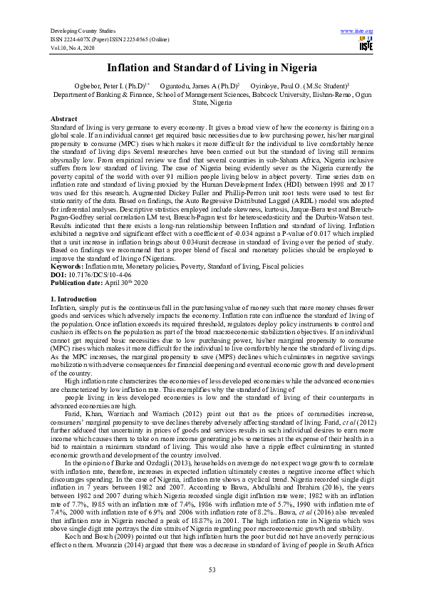 (PDF) Inflation and Standard of Living in Nigeria
