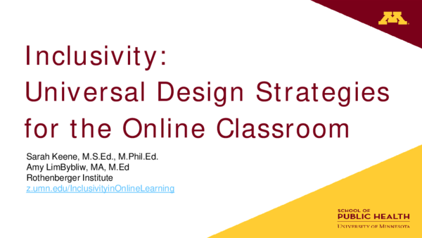 (PDF) Inclusivity: Universal Design Strategies for the Online Classroom