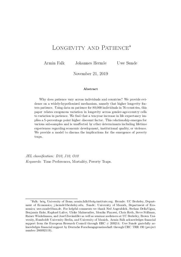 Pdf Longevity And Patience