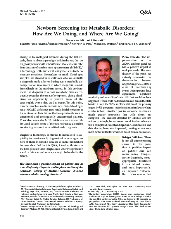 (PDF) Newborn Screening for Metabolic Disorders: How Are We Doing, and ...
