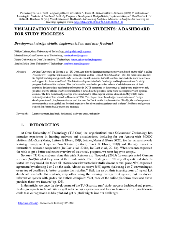 (PDF) Visualization of Learning for Students: A Dashboard for Study ...