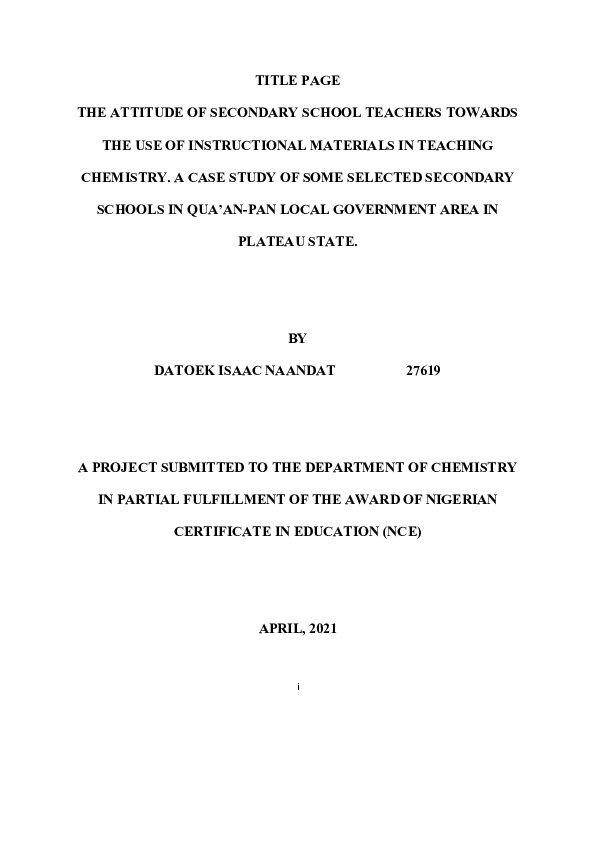 (DOC) THE ATTITUDE OF SECONDARY SCHOOL TEACHERS TOWARDS THE USE OF ...
