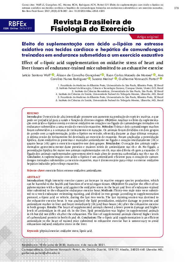 (PDF) Effect of α-lipoic acid supplementation on oxidative stress of ...