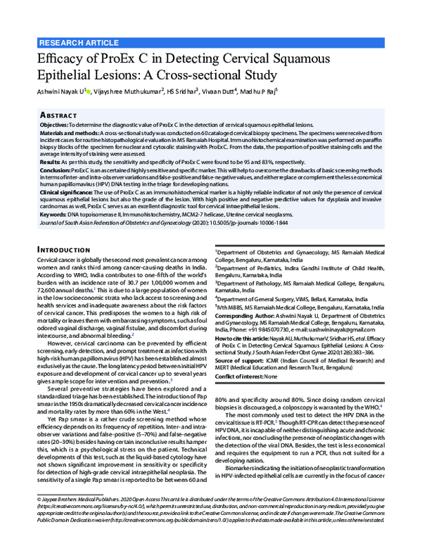 (PDF) Efficacy of ProEx C in Detecting Cervical Squamous Epithelial ...