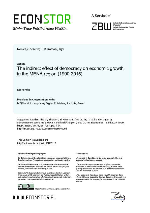 (PDF) The Indirect Effect of Democracy on Economic Growth in the MENA ...