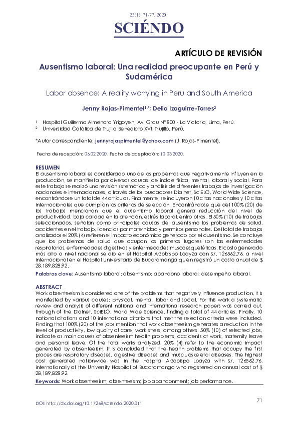 Labor absence: A reality worrying in Peru and South America
