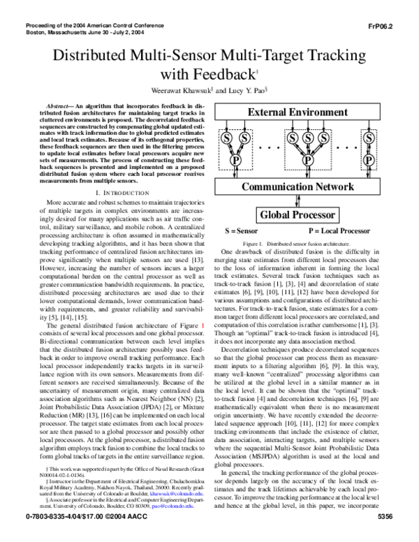 (PDF) Distributed multi-sensor multi-target tracking with feedback