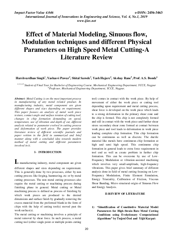 (PDF) Effect of Material Modeling, Sinuous flow, Modulation techniques ...