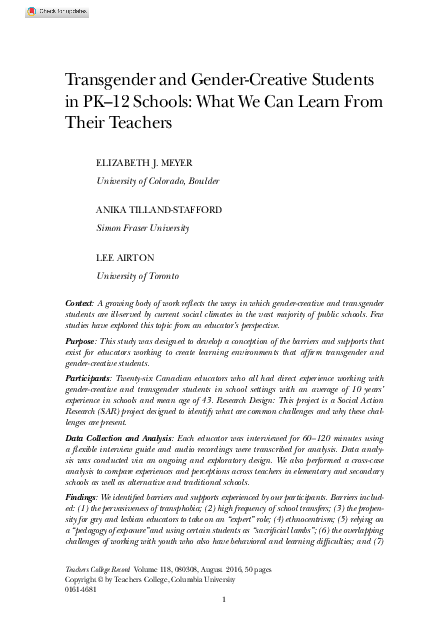 (PDF) Transgender and Gender-Creative Students in PK–12 Schools: What ...