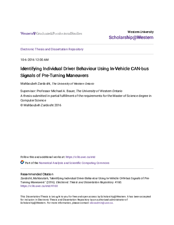 (PDF) Identifying Individual Driver Behaviour Using In-Vehicle CAN-bus ...