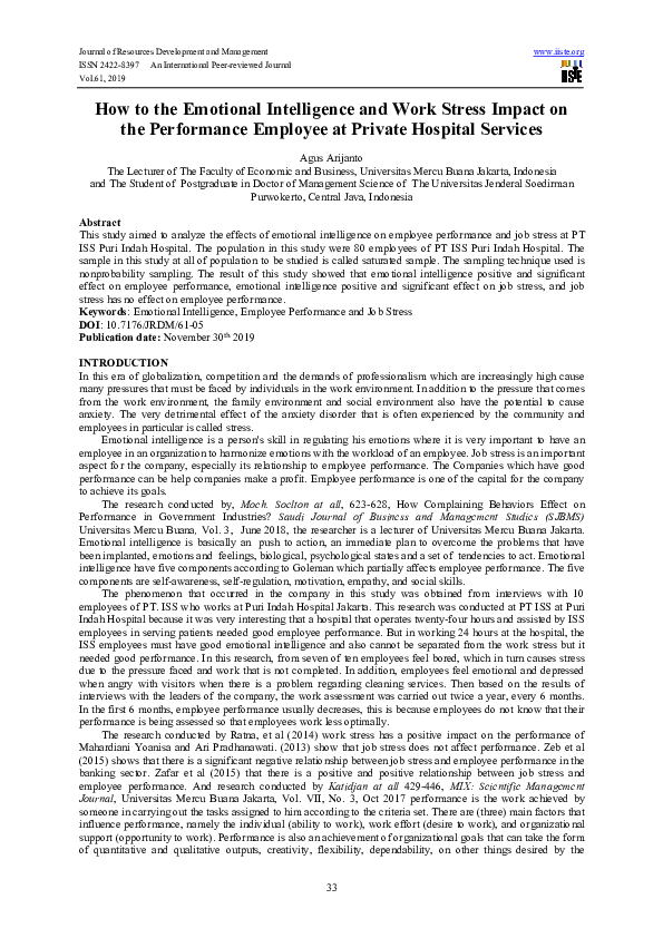(PDF) How to the Emotional Intelligence and Work Stress Impact on the ...