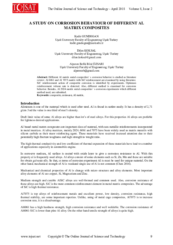 (PDF) A Study on Corrosion Behaviour of Different Al Matrix Composites