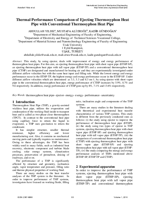 (PDF) Thermal Performance Comparison of Ejecting Thermosyphon Heat Pipe ...