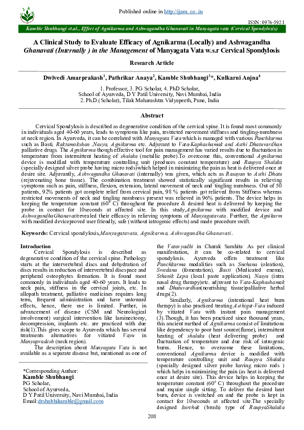 (PDF) A Clinical Study to Evaluate Efficacy of Agnikarma (Locally) and ...