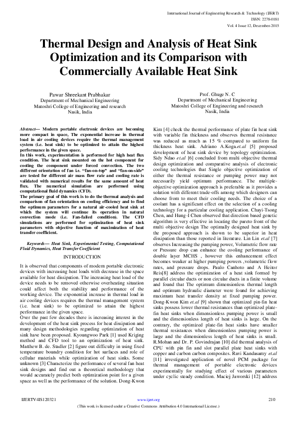 (PDF) Thermal Design and Analysis of Heat Sink Optimization and its ...
