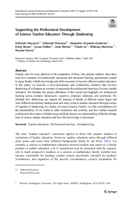 (PDF) Supporting the Professional Development of Science Teacher ...