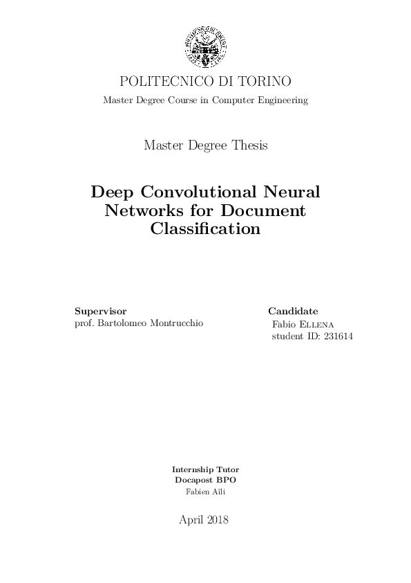 (PDF) Deep Convolutional Neural Networks for Document Classification