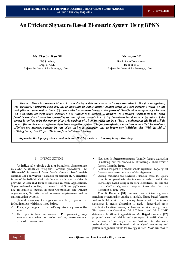 (PDF) An Efficient Signature Based Biometric System Using BPNN