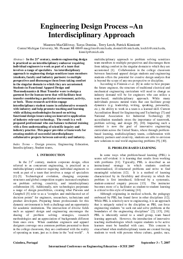 (PDF) Engineering Design Process -An Interdisciplinary Approach