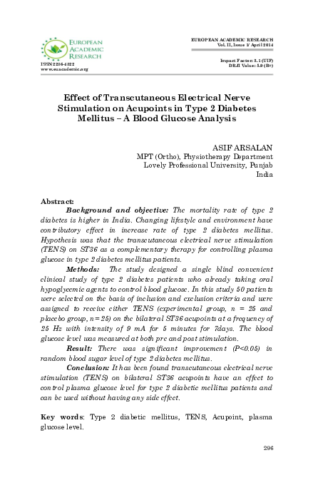 (PDF) Effect of Transcutaneous Electrical Nerve Stimulation on ...