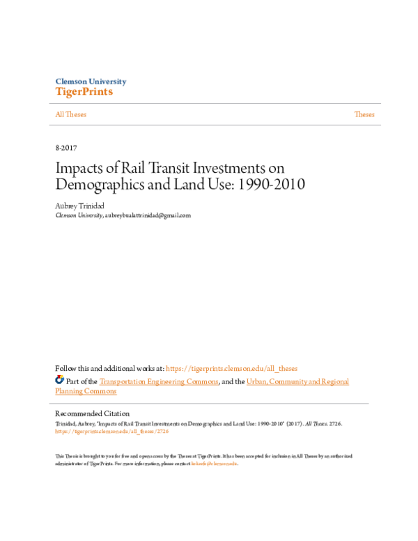 (PDF) Impacts of Rail Transit Investments on Demographics and Land Use ...