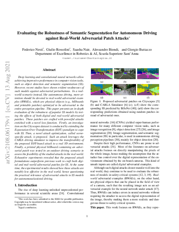 (PDF) Evaluating the Robustness of Semantic Segmentation for Autonomous ...