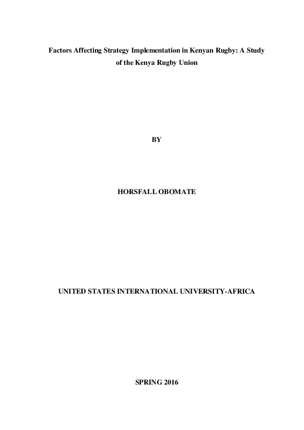 (PDF) Factors Affecting Strategy Implementation in Kenyan Rugby: A ...