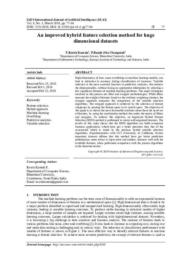 (PDF) An Improved Hybrid Feature Selection Method for Huge Dimensional ...