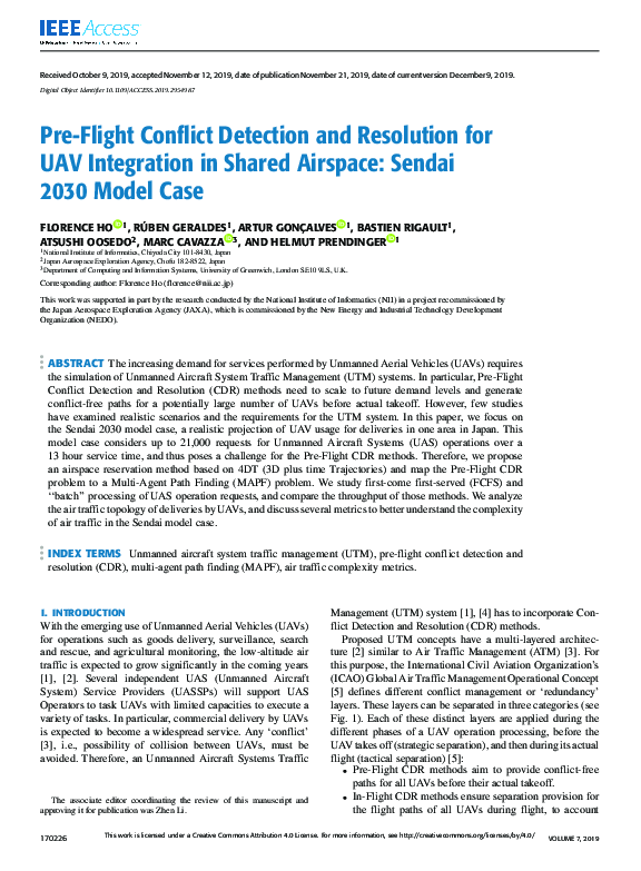 (PDF) Pre-Flight Conflict Detection and Resolution for UAV Integration ...
