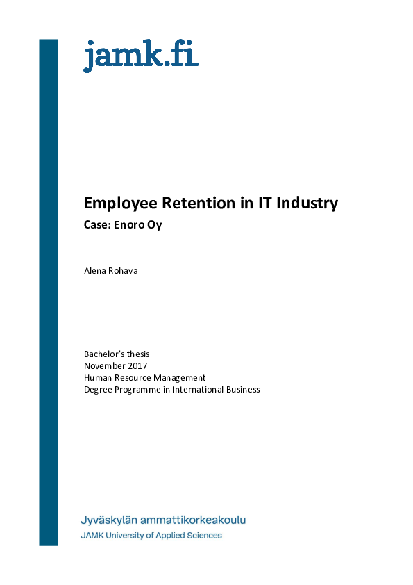 (PDF) Employee Retention in IT Industry Case