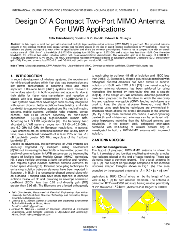 (PDF) Design Of A Compact Two-Port MIMO Antenna For UWB Applications