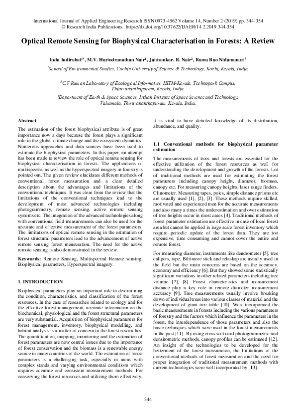 (PDF) Optical Remote Sensing for Biophysical Characterisation in ...