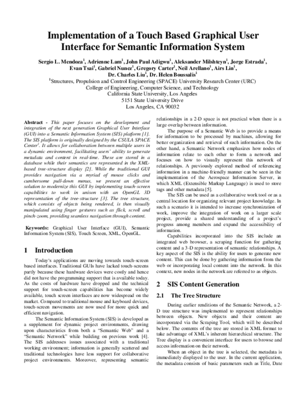 (PDF) Implementation of a Touch Based Graphical User Interface for ...