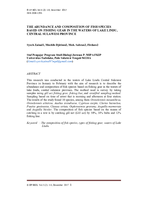 (PDF) The Abundance and Composition of Fish Species Based on Fishing ...
