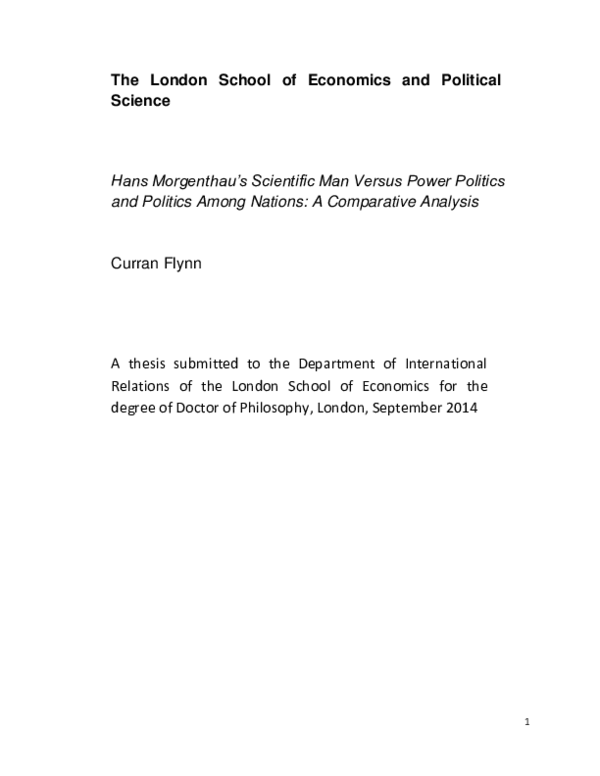 (PDF) Hans Morgenthau’s scientific man versus power politics and politics among nations: a ...