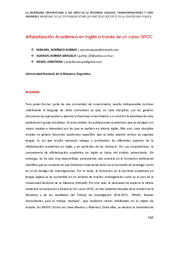 (PDF) Alfabetización académica en Inglés a través de un curso SPOC