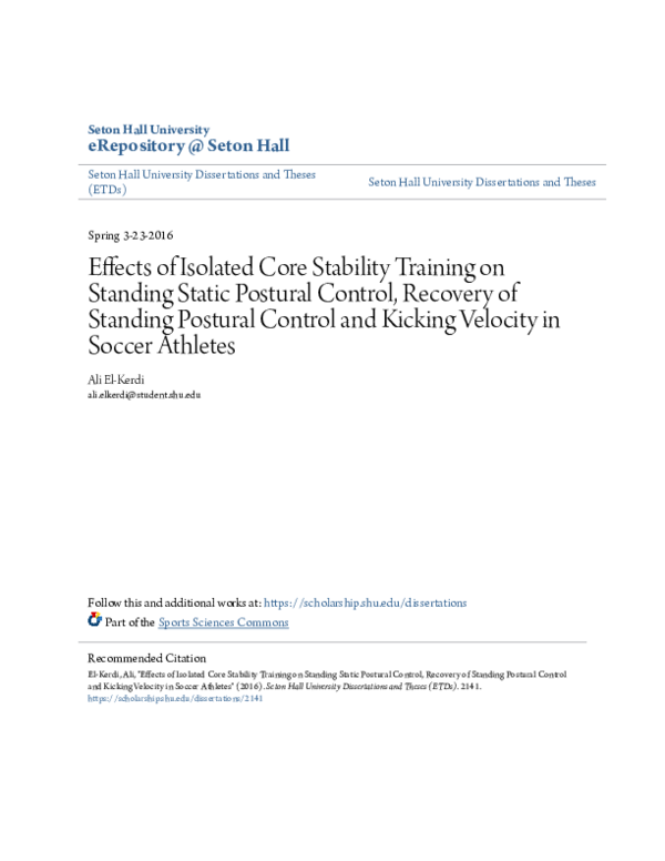 (PDF) Effects of Isolated Core Stability Training on Standing Static ...