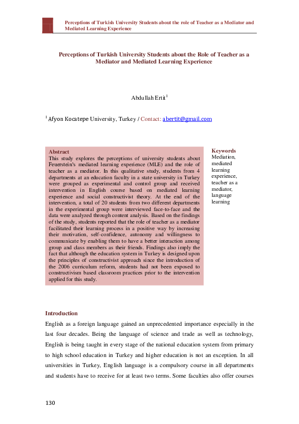 (PDF) Perceptions of Turkish University Students about the role of ...