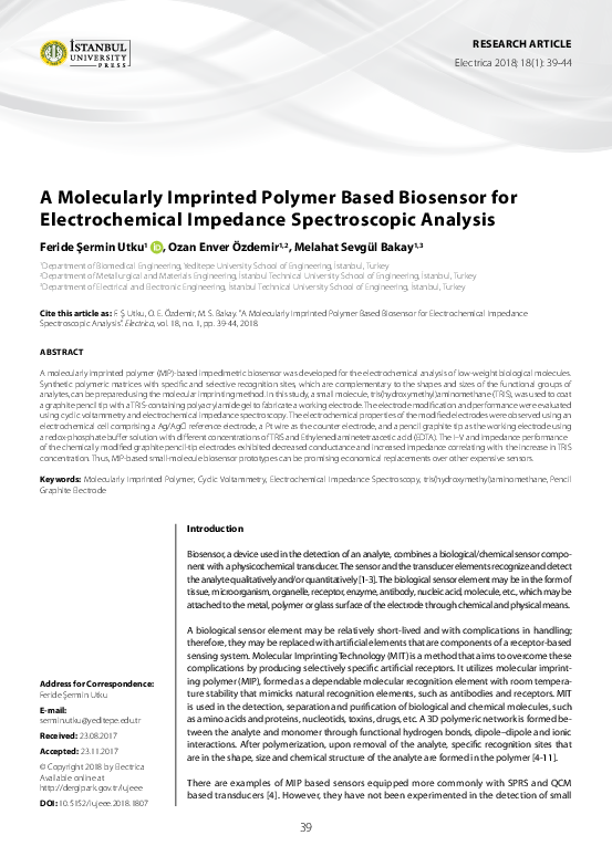 (PDF) A Molecularly Imprinted Polymer Based Biosensor for ...