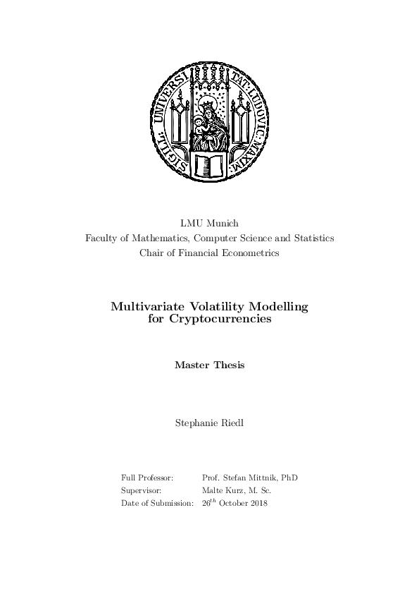 (PDF) Multivariate Volatility Modelling for Cryptocurrencies Master Thesis