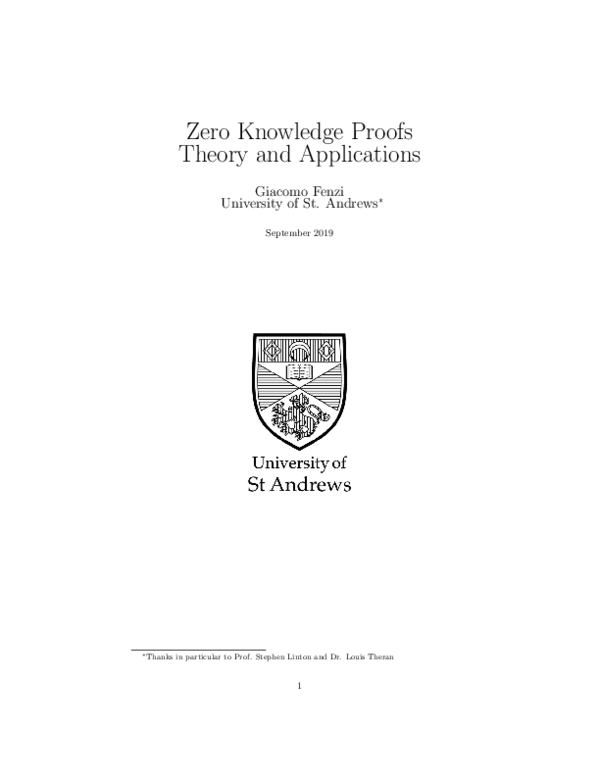 (PDF) Zero Knowledge Proofs Theory and Applications